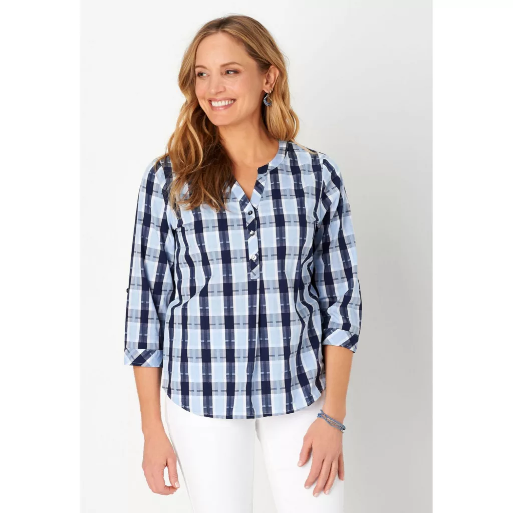 Plaid V-Neck Popover 5 Plaid V-Neck Popover - Image 3