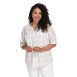 Plaid V-Neck Popover Top