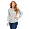 Tossed Floral Print Textured Petite Blouse -Grace Jewelry Shop 755 551 00 swatch