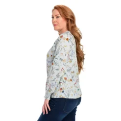 Tossed Floral Print Textured Plus Size Blouse -Grace Jewelry Shop 755 554 00 detail