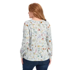 Tossed Floral Print Textured Plus Size Blouse -Grace Jewelry Shop 755 554 01 detail