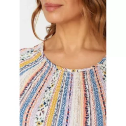 Patterned Stripe Textured Blouse -Grace Jewelry Shop 755 569 00 detail