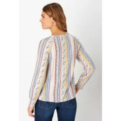 Patterned Stripe Textured Blouse -Grace Jewelry Shop 755 569 01 detail