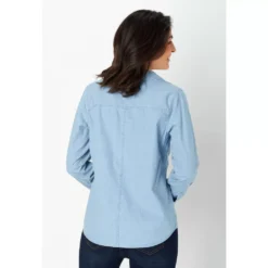 Chambray Long Sleeve Button Up Shirt -Grace Jewelry Shop 759 071 00 detail