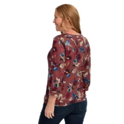 3/4 BlousonSleeve PrintedTie Hem KnitTop -Grace Jewelry Shop 760 951 01 detail