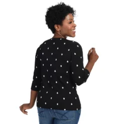 3/4 Sleeve Satin Trim Tee -Grace Jewelry Shop 760 966 01 detail