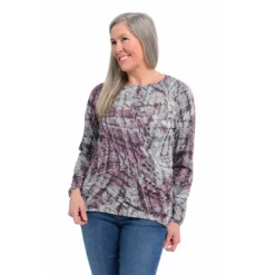 Long Sleeve Side Button Hatchi Printed Top -Grace Jewelry Shop 761 135
