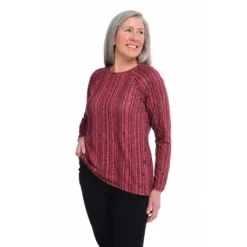 Long Sleeve Side Button Hatchi Printed Top -Grace Jewelry Shop 761 135 03 detail