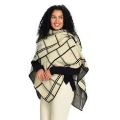 Plaid Blanket Ruana -Grace Jewelry Shop 761 568 02 detail