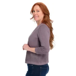 Pointelle 3/4 Sleeve Cardigan -Grace Jewelry Shop 762 291 00 detail