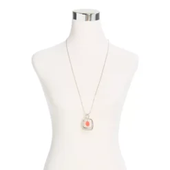 Long Square Drop Cat's Eye Pendant 32" Necklace -Grace Jewelry Shop 762 532 00 detail