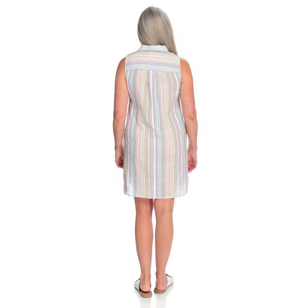 Dobby Stripe Sleeveless Shirt Dress 5 Dobby Stripe Sleeveless Shirt Dress - Image 3