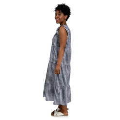 Gingham Flutter Sleeve Dress -Grace Jewelry Shop 763 641 00 detail