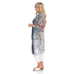 Mixed BorderPrint Long Kimono -Grace Jewelry Shop 763 657 00 detail