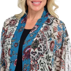 Mixed BorderPrint Long Kimono -Grace Jewelry Shop 763 657 02 detail