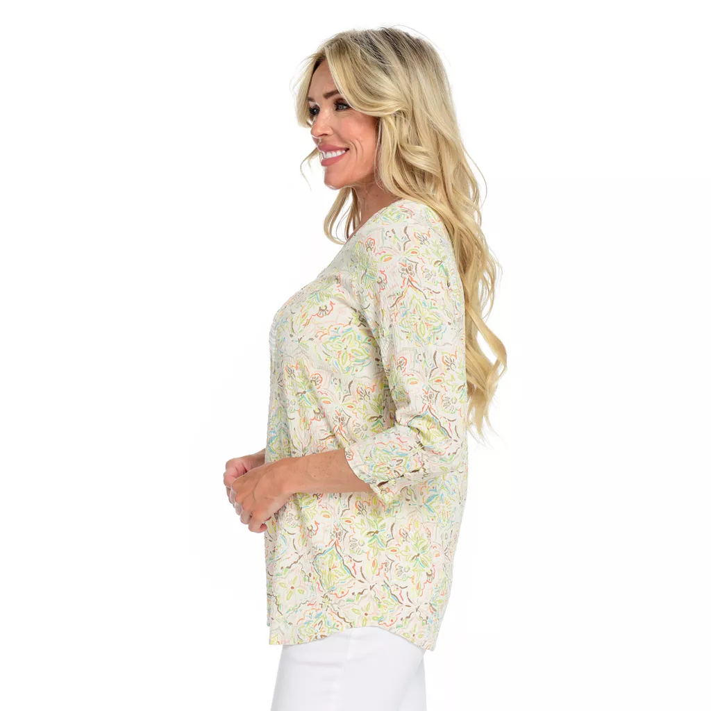 Printed 3/4 Sleeve V-Neck Tunic 5 Printed 3/4 Sleeve V-Neck Tunic - Image 3