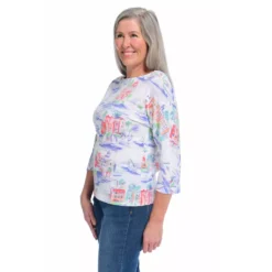 Scenic Seaside3/4 SleeveBoatneck Tee 8 Scenic Seaside3/4 SleeveBoatneck Tee -Grace Jewelry Shop 764 165 00 detail