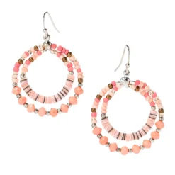 Beaded Double Ring Fish Hook Earrings