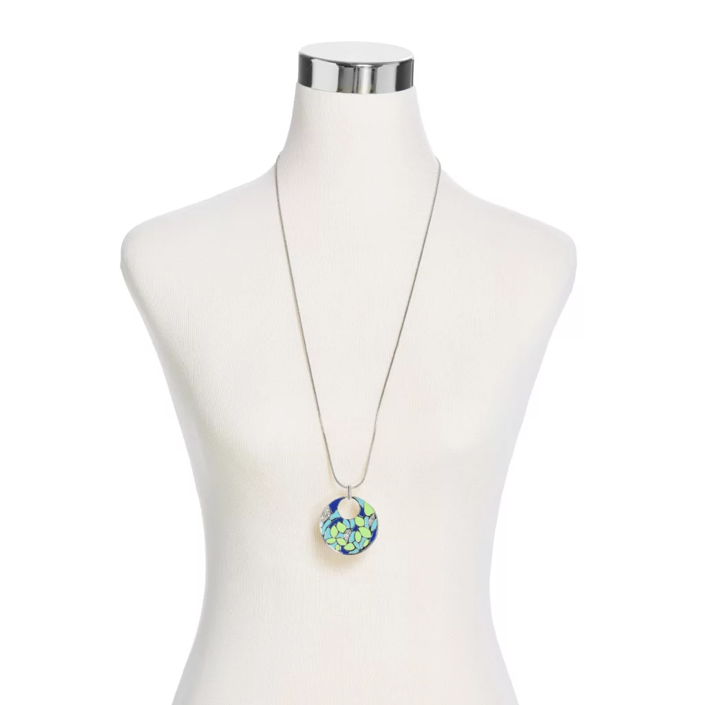 Mosaic Enamel Pendant 32" Necklace 5 Mosaic Enamel Pendant 32" Necklace - Image 3