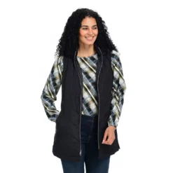 Chevron QuiltedHooded LongVest