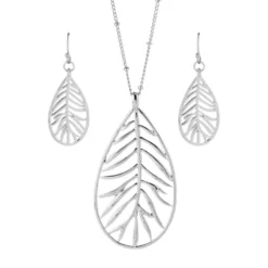 Cutout Feather Pendant 32" Necklace -Grace Jewelry Shop 765 483 01 detail