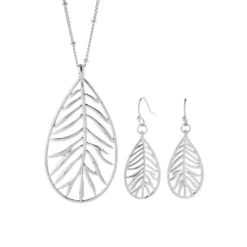 Cutout Feather Pendant 32" Necklace -Grace Jewelry Shop 765 483 02 detail