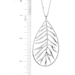 Cutout Feather Pendant 32" Necklace -Grace Jewelry Shop 765 483 03 detail
