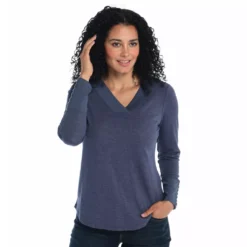 Long SleeveButton Cuff V-NeckThermal Tee