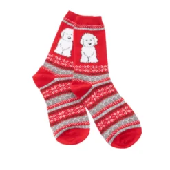 Festive Puppy Crew Socks -Grace Jewelry Shop 767 241