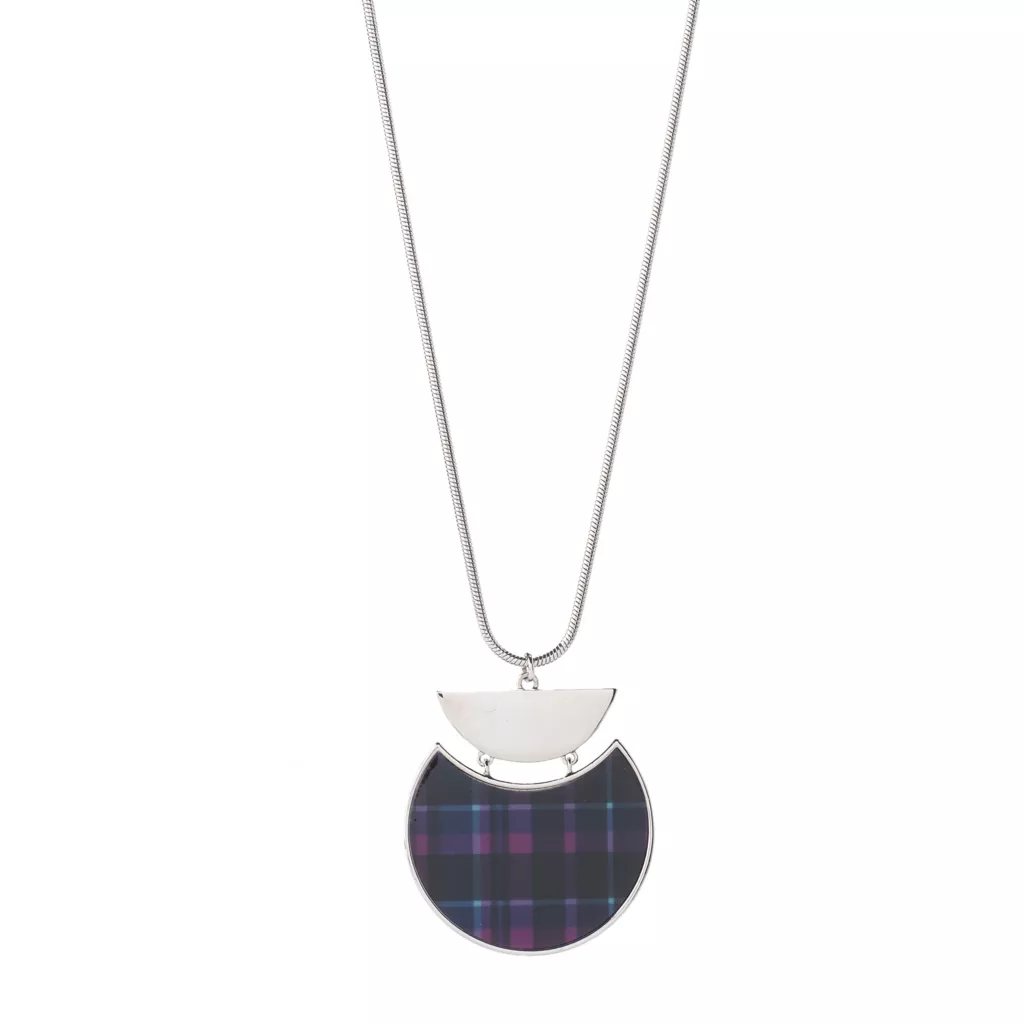 Plaid Pendant 32" Necklace 4 Plaid Pendant 32" Necklace - Image 2