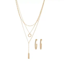 Convertible MultiChain 23"Necklace AndEarring Set
