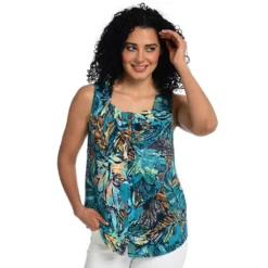 Floral PrintSquare NeckButton FrontTank -Grace Jewelry Shop 769 831