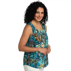 Floral PrintSquare NeckButton FrontTank -Grace Jewelry Shop 769 831 00 detail