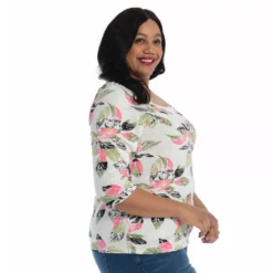 Printed SquareNeck 3/4 Sleeve Top -Grace Jewelry Shop 769 965 01 detail