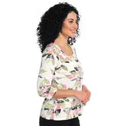 Printed SquareNeck 3/4 Sleeve Top -Grace Jewelry Shop 769 965 02 detail