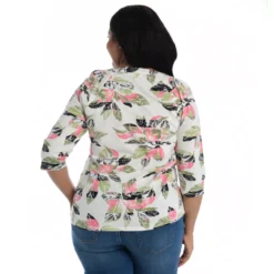 Printed SquareNeck 3/4 Sleeve Top -Grace Jewelry Shop 769 965 03 detail