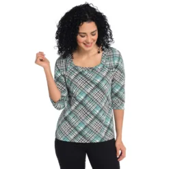 Printed SquareNeck 3/4 Sleeve Top -Grace Jewelry Shop 769 965 06 detail