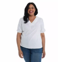 Crochet LaceTrim Short SleeveV-Neck Top -Grace Jewelry Shop 770 174 01 swatch