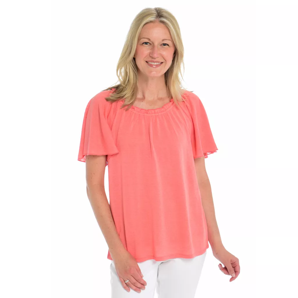 Ruffle NeckFlutter SleeveKnit Top 5 Ruffle NeckFlutter SleeveKnit Top - Image 3