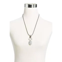 Hammered Tiered Corded 24 Inch Necklace And Earring Set -Grace Jewelry Shop 771 359 01 detail